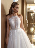 Ivory Lace Tulle Pearl Embellished Wedding Dress